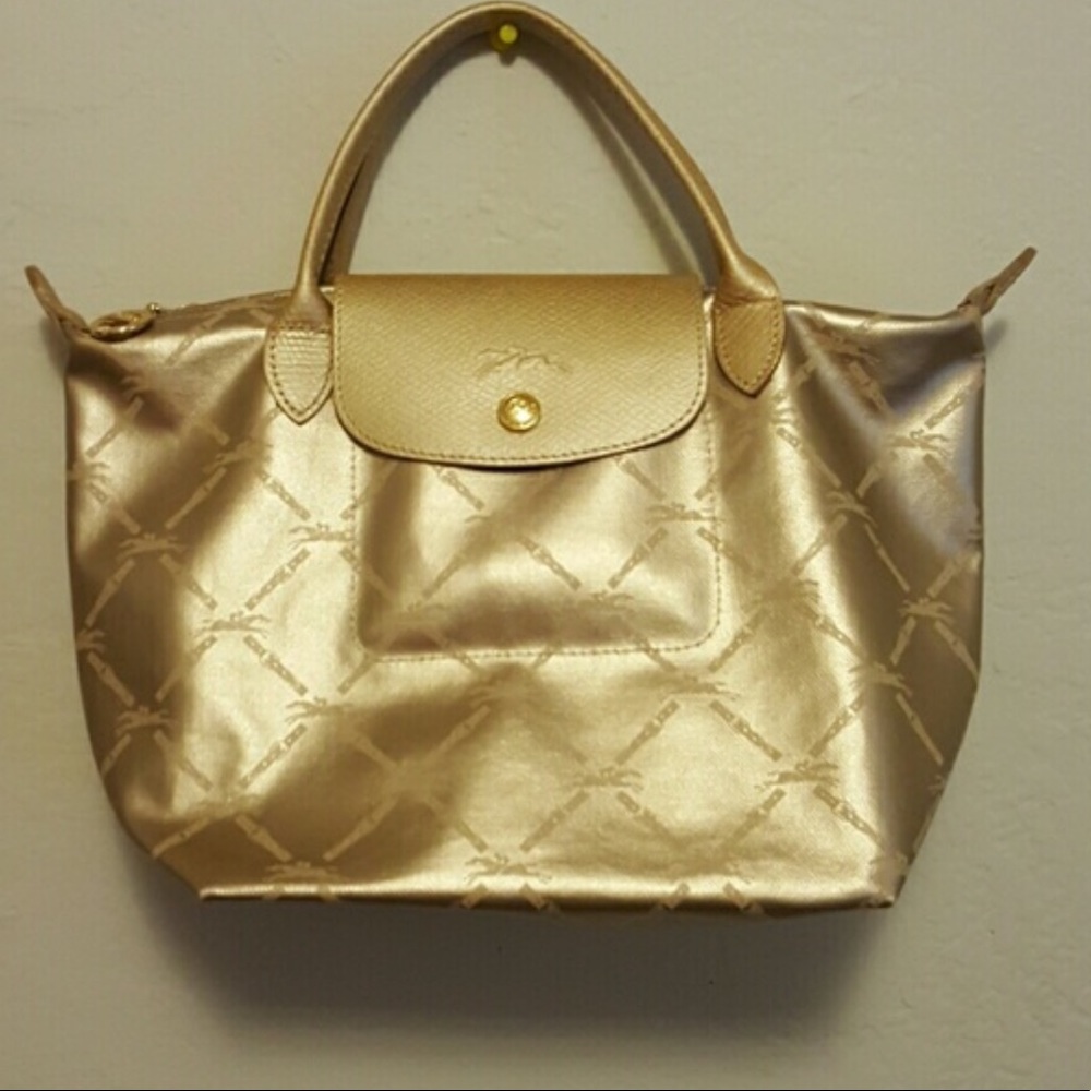 Long champ gold metallic bag